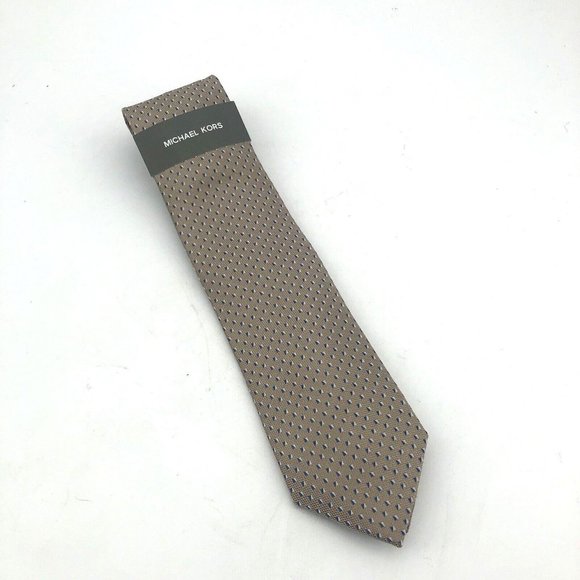 MICHAEL KORS Men's Silk Blend Tie Beige Taupe Pattern NWT MSRP: $69.50 - Picture 1 of 7